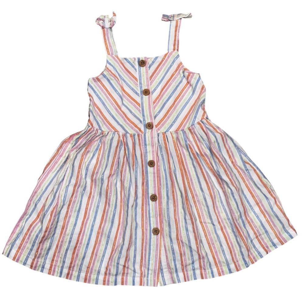 Lucky‎ Penny Kids Girls Striped Button Front Dress Rainbow Sparkle Size 5